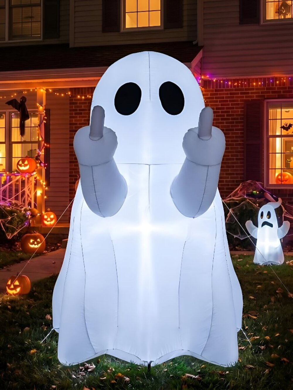 5 FT Halloween Inflatable Ghost Outdoor Decoration with LED,Funny